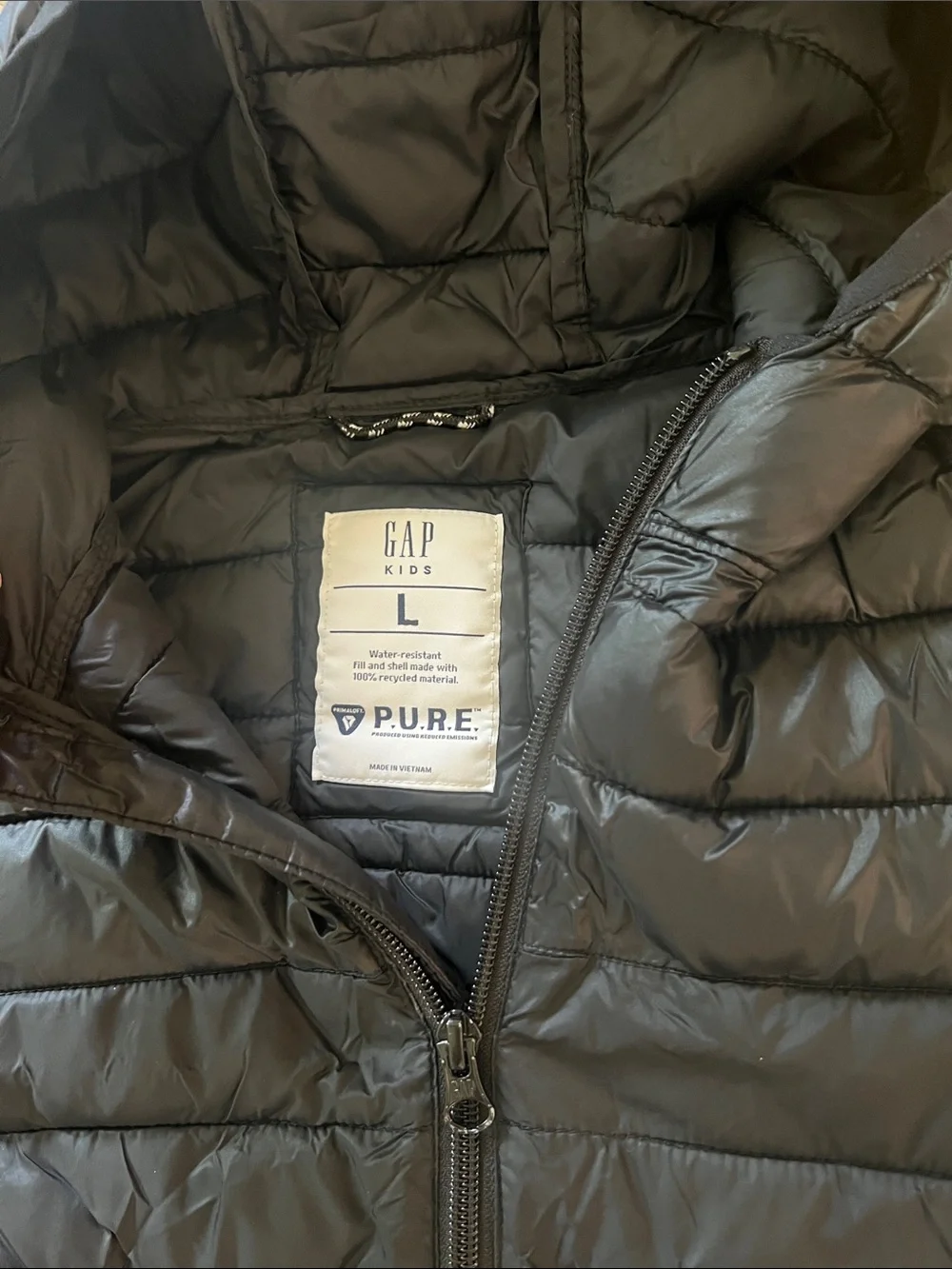 GAP Kids Black Hooded Packable Puffer Jacket